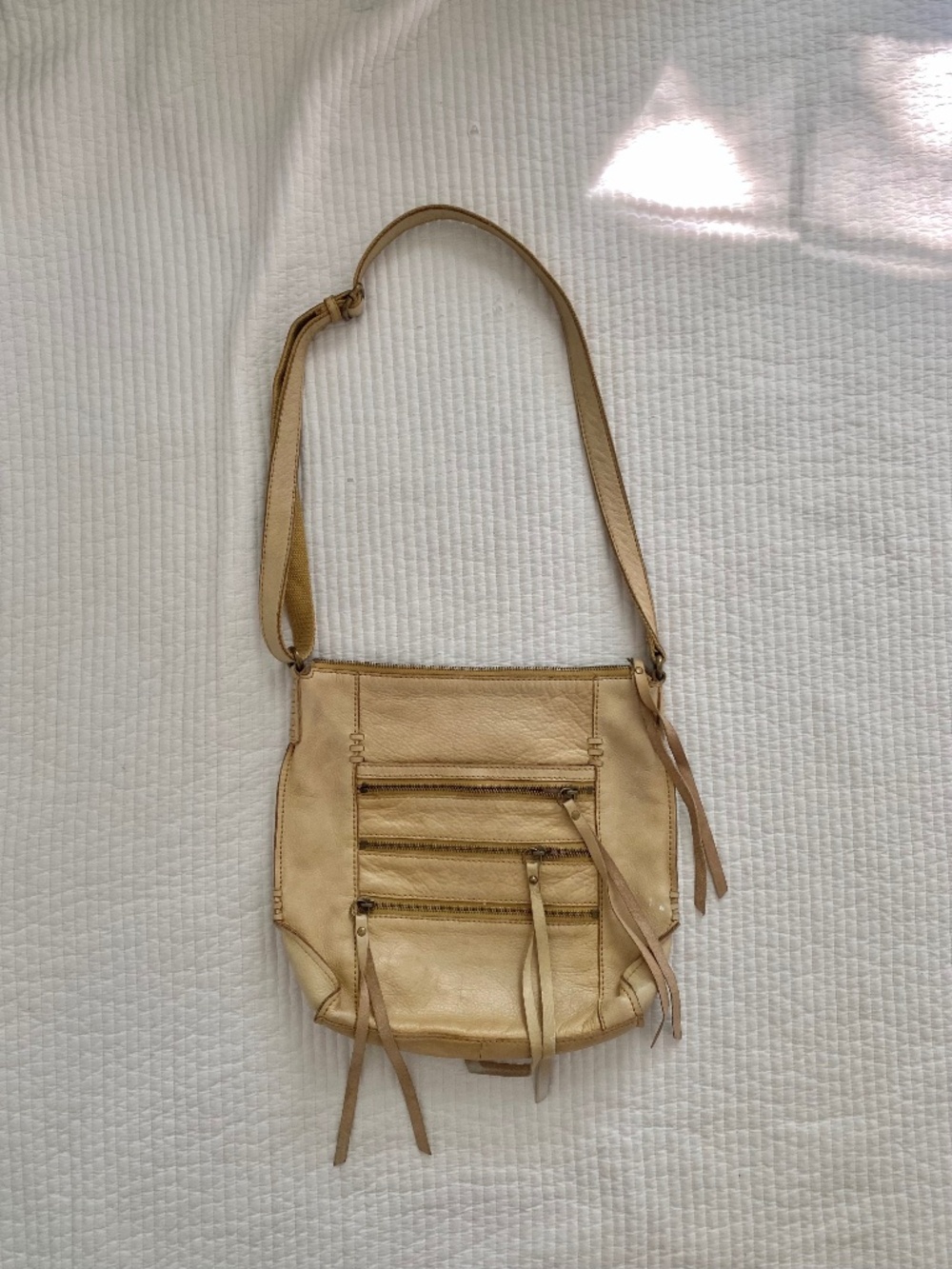 Lucky Brand vintage cream tan leather bag
